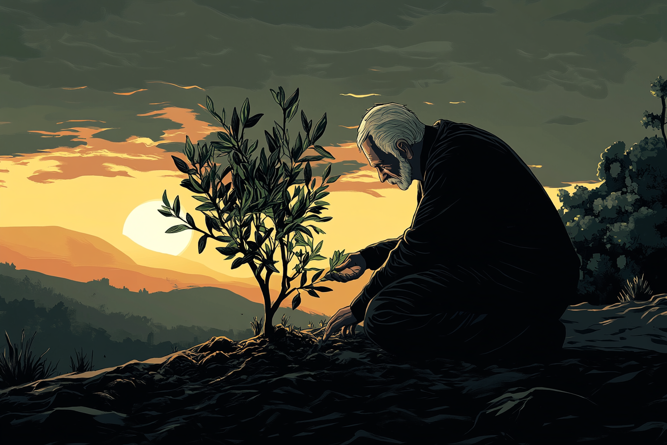 Old Man Planting Tree